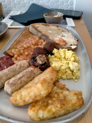 Full vegan breakfast at Heavenly Vegan Coffi in Barry