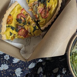Takeout quiches at Heavenly Vegan Coffi in Barry