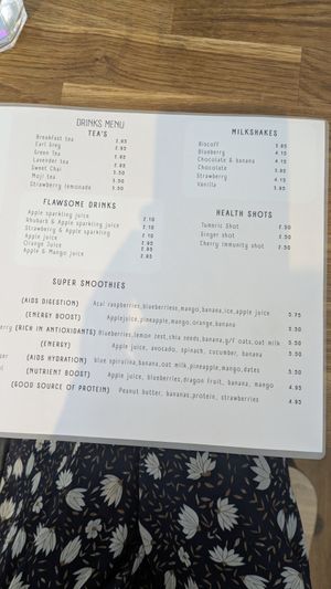 Menu drinks at Heavenly Vegan Coffi in Barry