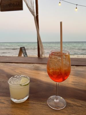 Drinks  at Sand Bar Beach House in Playa Del Carmen