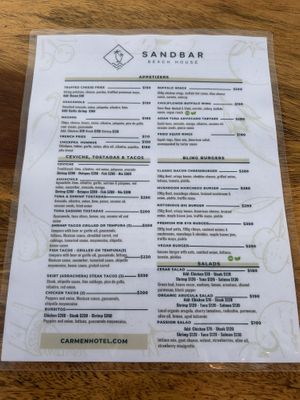 Vegan labels  at Sand Bar Beach House in Playa Del Carmen