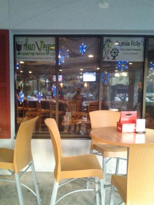Indoor/Outdoor seating.  Very clean place to eat. at Urban Vegan Cafe in Hilton Head Island