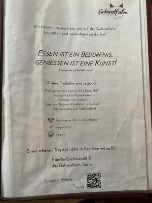 Hier ein QR Code von der Karte ☺️ konnte leider nur 9 Bilder hochladen und drum hab ich nicht die ganze Karte abfotografiert, wenn es eh nur ein veganes Gericht gibt   at Gehwolfalm in Unterberg