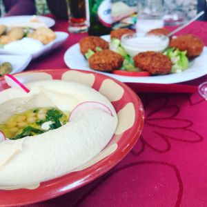 Hummus and Falafel at Libanon Restaurant in Dusseldorf