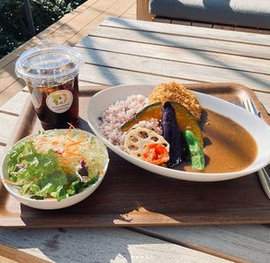 Vegan curry set.

Photo credit: 
https://www.instagram.com/cafeteriatiu/ at International Cafe - Tokyo International University Ikebukuro in Tokyo