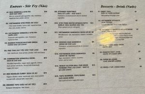 Menu in May 2024  at Thanh Luong Vegetarian in Minnetonka