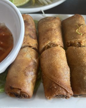 The Egg Rolls (Chả Gìo), are so crispy and flavorful. The wrapper is made from wheat skin 💚  at Thanh Luong Vegetarian in Minnetonka