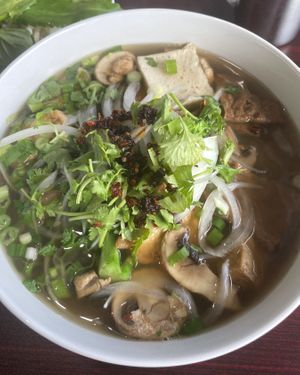 The Vegan Beef Phở (Phở Bò Chay) also had two different preparations of tofu, really fresh veggies/herbs, in a flavorful broth. Yum! 💚  at Thanh Luong Vegetarian in Minnetonka