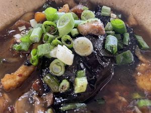 Clay pot eggplant and vegan fish  at Thanh Luong Vegetarian in Minnetonka