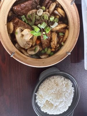 Braised fish with pepper and side of rice (not my favorite dish but still good)  at Thanh Luong Vegetarian in Minnetonka