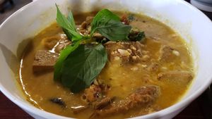 Vegan curry noodle soup ($18.50). Starchy & a little bland/watery. Needs more spice. at Thanh Luong Vegetarian in Minnetonka