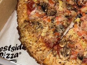 Dairy free cheese and veg pizzaa  at Westside Pizza in Aberdeen