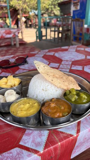 Thali (2 diary items changed to fruits)  at Hathim Indian Food - Sunset View in Don Det