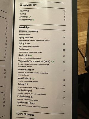 Menu  at Aiseki Sushi in Verbier
