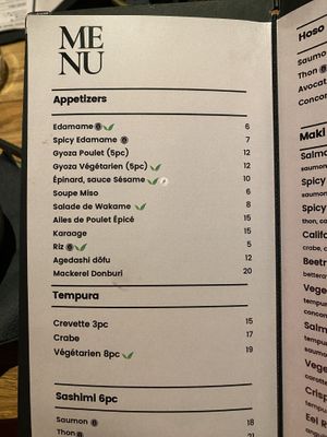 Menu  at Aiseki Sushi in Verbier