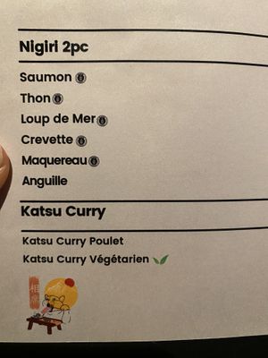 Menu  at Aiseki Sushi in Verbier
