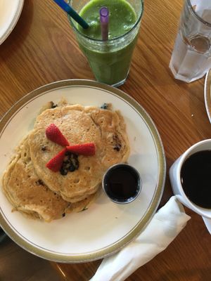 Vegan blueberry pancakes  at The Refectory Cafe in Durham