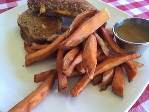 Grilled cheeze and sweet potato fries at The Refectory Cafe in Durham