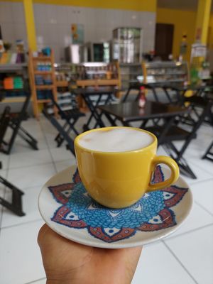 Oat Milk Coffee 💛 at Semente de Girassol in Curitiba