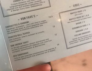 Vegan menu and waffle fries  at Teds Eindhoven in Eindhoven