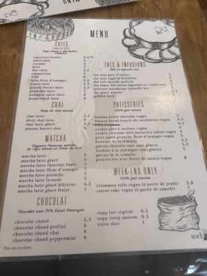 Menu  at Helen's Book in Paris