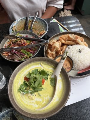 Thai green curry and asian slaww  at Rice Queen in Fitzroy