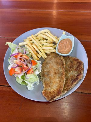Love the schnitzel! The taste of the eggplant is really good.  at Hungry Veggies in Moalboal