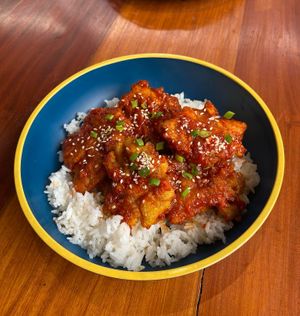 This mushroom sweet and sour is worth to try!  at Hungry Veggies in Moalboal