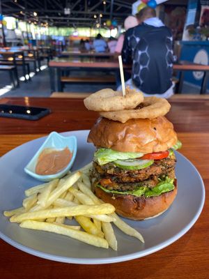 This veggie burger was really good! It was a bit big for me, better to eat it with a friend to share.  at Hungry Veggies in Moalboal