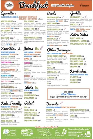 Breakfast menu  at Fresh First - Maybe closed in Fort Lauderdale