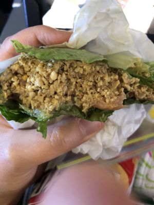Raw lentil burger lettuce wrap.    at Fresh First - Maybe closed in Fort Lauderdale