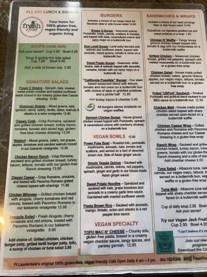 Lunch Menu  at Fresh First - Maybe closed in Fort Lauderdale