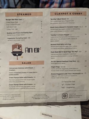 Menu m at An Di - Vietnamese Bar and Restaurant  in Docklands
