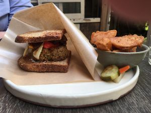 Burger plate   at Beach Muffin in Zushi