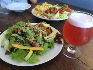 yummmm...Yorocco craft beer paired with good things to eat! at Beach Muffin in Zushi