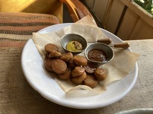 Vegan sausages  at Beach Muffin in Zushi