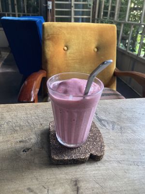 Strawberry smoothie  at Beach Muffin in Zushi