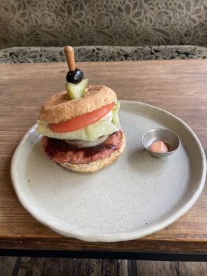 Vegan virgin burgerr  at Beach Muffin in Zushi