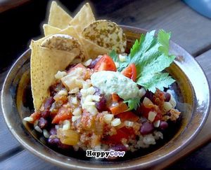 rice and beans with quinoa, cheese optional, homemade salsa, pretty big serving...taste great! at Beach Muffin in Zushi