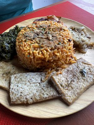 Jollof rice (spicy)   at Soigné Vegan Garden in St Johns