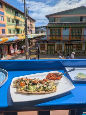 Toastata verde without cheese at Cafe La Viña in Guatape