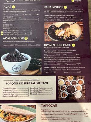 Menu  at ASA Açaí - Ipanema in Rio De Janeiro