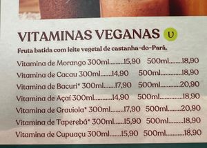 Menu  at ASA Açaí - Ipanema in Rio De Janeiro