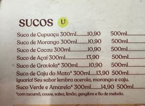 Menu  at ASA Açaí - Ipanema in Rio De Janeiro