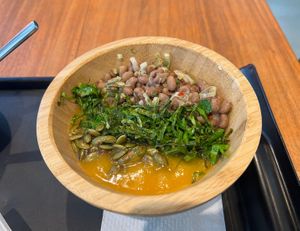 Butternut squash soup with collard greens and beans. The only issue is that it was boiling hot!!!  at ASA Açaí - Ipanema in Rio De Janeiro