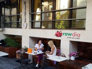 Outside seating at Rawdia in Bucharest