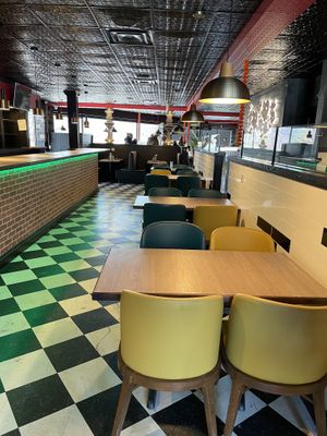 Some of the seating  at Annalakshmi in Hamilton