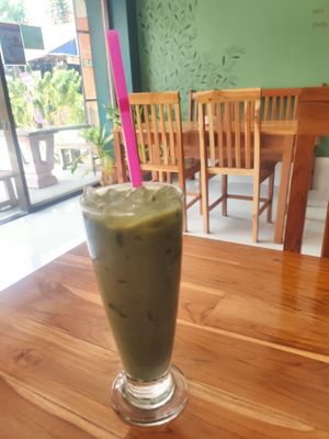 Matcha with soy milk at Jay's Coffee Shop in Don Det