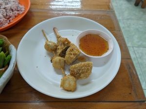 Drumstick cut and meatballs at Vegetarian Food Health Kitchen - ครัวสุขภาพอาหารเจ อ in Udon Thani