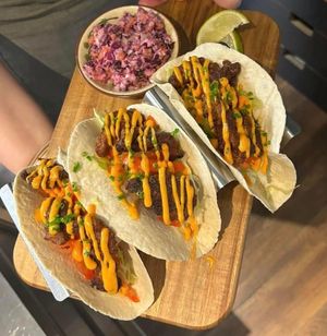 Kentucky Fried Oyster Mushrooms, served with a side of slaw at The Botanical Kitchen in Bowness-on-windermere